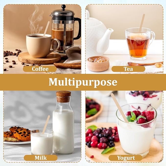 2000 Pcs Individually Wrapped Wooden Coffee Stirrers 5.5 Inch Disposable Wood Stir Sticks, Round End coffee stirrer for Cocktail, and Hot Drinks