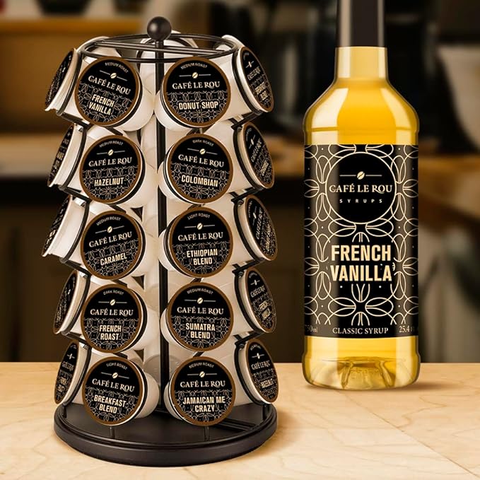 "NEW" Café Le Rou French Vanilla Classic Syrup - 25.4 oz, 1 Pack with 1 Gold Pump Dispensers 25.4 Fl Oz (Pack of 1)