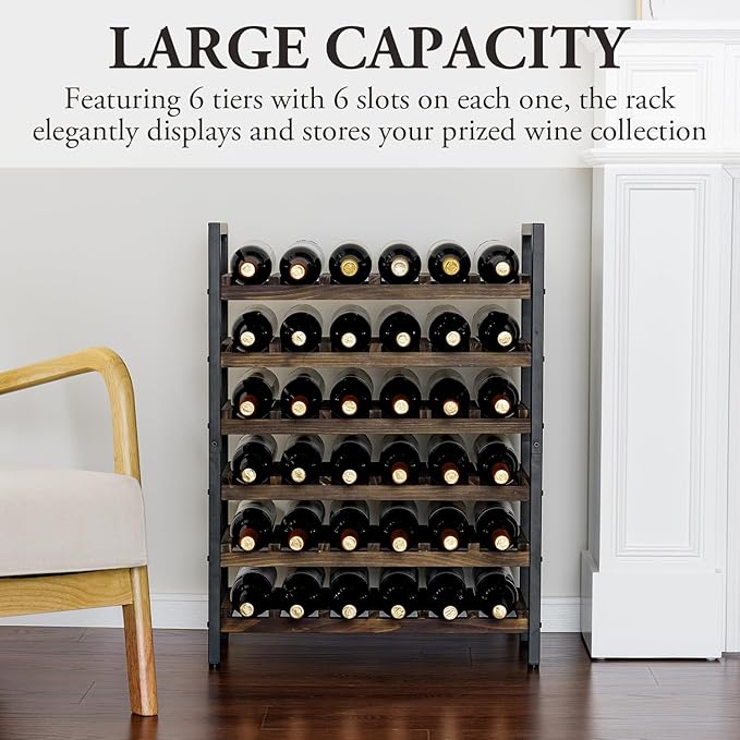MyGift Wine Rack Freestanding Floor Stand, 6 Tier Wine Bottle Shelf - Holds up to 36 Bottles (Solid Wood)", since unit is 6 rack.