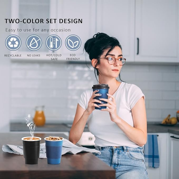 SIUQ 500 Pack 12 oz Disposable Coffee Cups with Lids and Sleeves, To Go Paper Cups, Hot & Cold Drinking Cups for Tea, Coffee, Water, Hot Chocolate, Paper Coffee Cups Ideal for Home,Cafes,Store