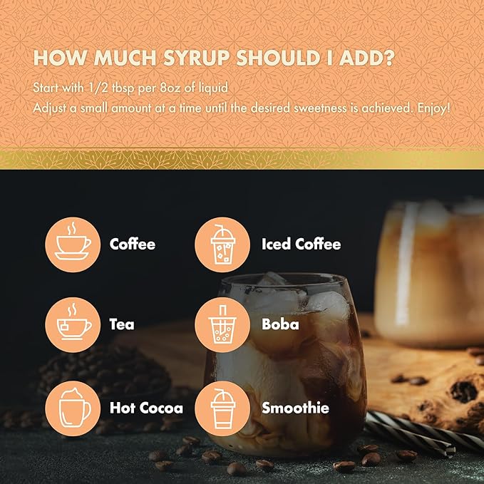 ChocZero Peach Syrup – Sugar Free Flavoring Syrup for Coffee, Tea & Cocktails – Keto Friendly, Low Carb, No Sugar Alcohols, Vegan & Gluten Free – 25.4 Fluid Ounces