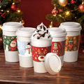 Fit Meal Prep 50 Pack 16 oz Christmas Disposable Coffee Cups with Lids, Sleeves, Leak-Proof To Go Coffee Cups with Lids, Durable Holiday Hot Paper Cups for Home, Office, Party, Business
