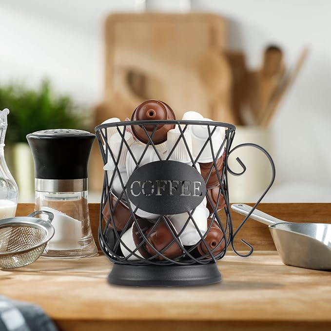 TreeLen K Cup Holder Coffee Pod Holders for 35 Kcups Keurig Storage Organizer Coffee Bar Accessories for Counter - Matte Black