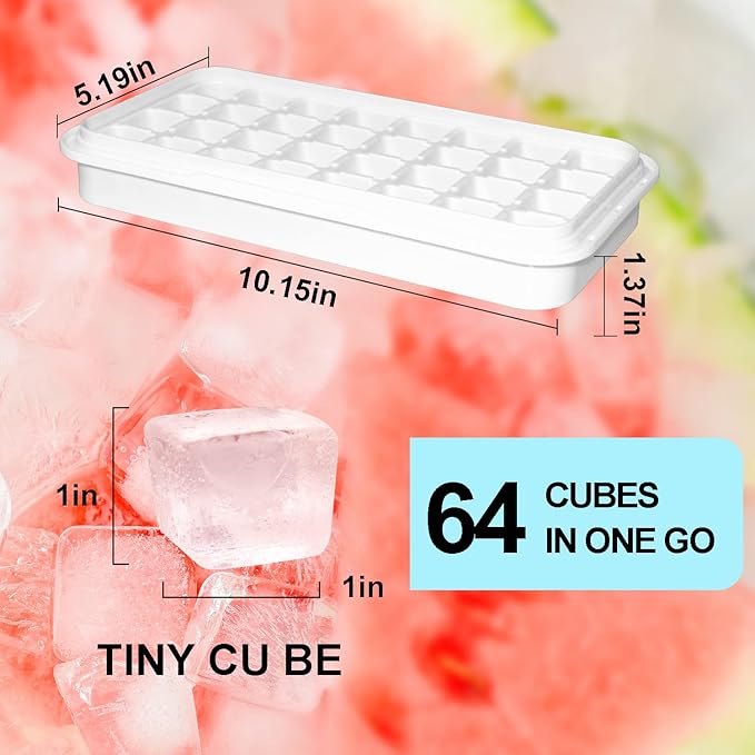 Ice Cube Trays for Freezer With Bin, Scoop, and Press Plate - 2 Tiers, Lid Included