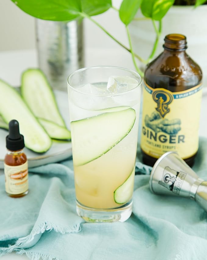 Portland Syrups Authentic Ginger Syrup - Premium Beverage Concentrate for Cocktails, Mocktails, Sodas, and More - Organic Ginger and Cane Sugar - 12oz bottle, 12-24 servings (Pack of 1)