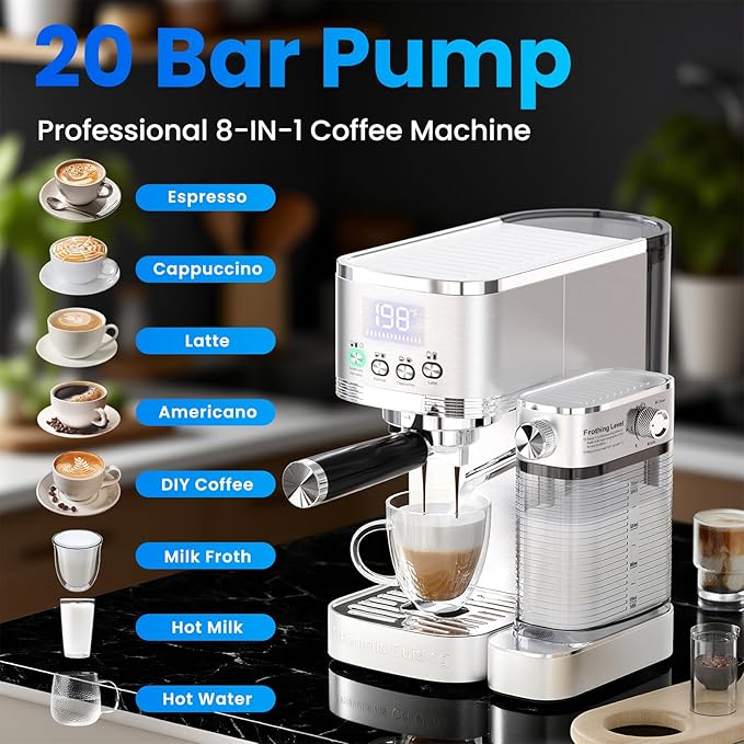 Espresso Machine 20 Bar Cappuccino Latte Machine with Automatic Milk Frother