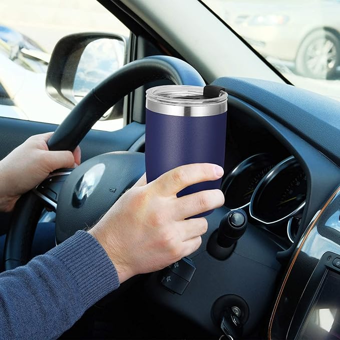 VEGOND Stainless Steel 12 oz Tumblers bulk Vacuum Insulated Double Wall Travel Tumbler with Lid and Straw Reusable Tumbler,Navy Blue 12 pack