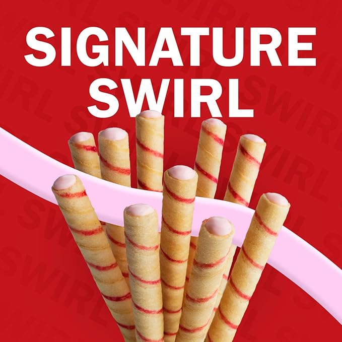Pirouline Rolled Wafers – Strawberry – Rolled Wafer Sticks, Crème Filled Wafers, Rolled Cookies for Coffee, Tea, Ice Cream, Snacks, Parties, Gifts, and More – 14.1oz Tin 6 Pack