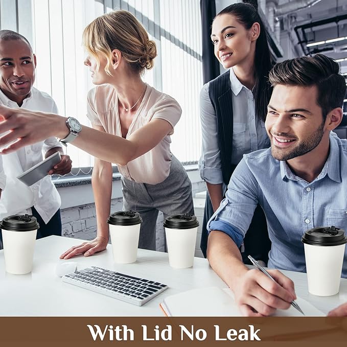 Vplus 500 Pack 12 OZ Paper Coffee Cups, Disposable 12 OZ Coffee Cups With Lids, Cold/Hot Drinking, For Home, Traveling, Stores, Office, And Events