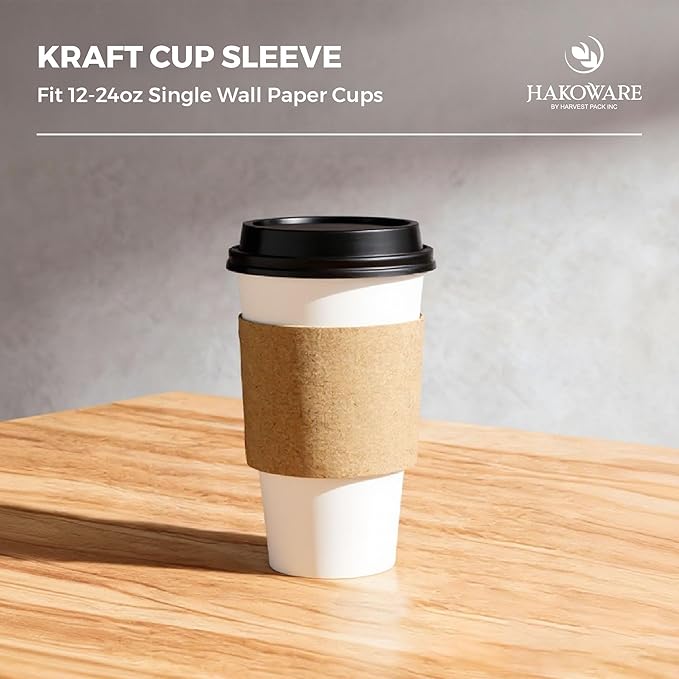 [850 COUNT]Harvest Pack Coffee Sleeves, Disposable Corrugated Brown Kraft Durable Paper Cup Sleeves, Fits 12/16/20/24 oz Cups, Recyclable Cup Sleeve Holder, Hand Protector for Coffee, Tea or Hot Drink