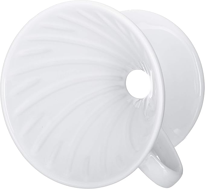 Pour Over Coffee Dripper - Ceramic Slow Brewing Accessories for Home, Cafe, Restaurants - Easy Manual Brew Maker Gift - Extra Small - White, 1 Cup