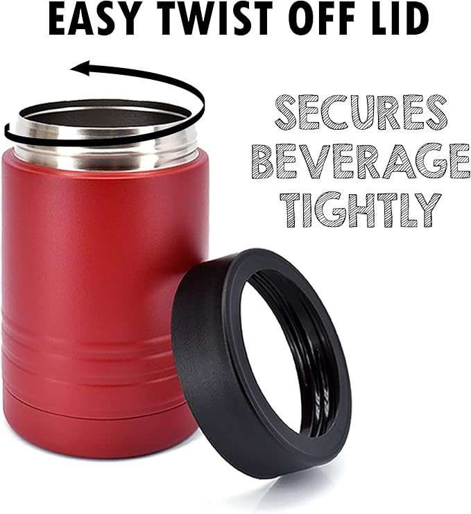 Clear Water Home Goods - 12 oz Stainless Steel Double Wall Vacuum Insulated Can or Bottle Beverage Cooler - Powder Coated Maroon - 6 Pack