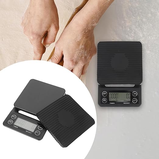 Multifunctional Kitchen Electronic Scale with Timer High Precision Digital Coffee Drip Scale Black LCD Display Food Weighing Device for Baking and Cooking