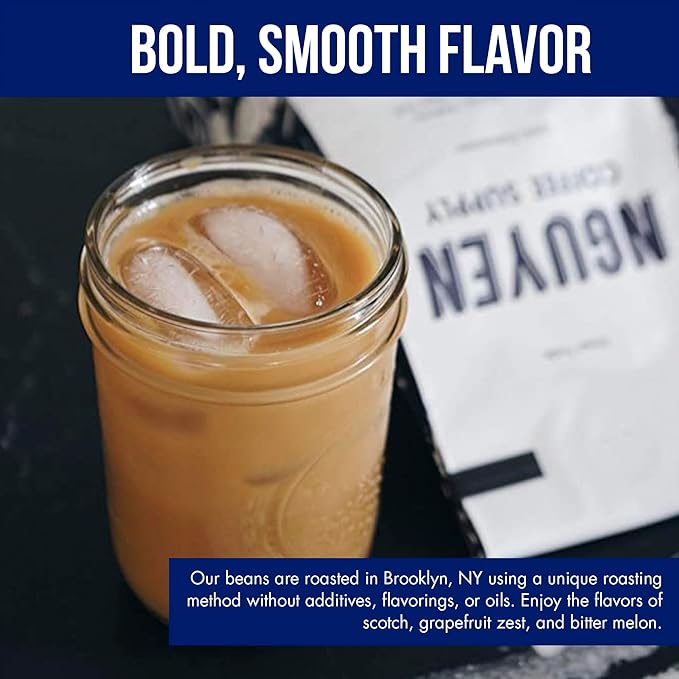 Nguyen Coffee Supply - Truegrit Robusta: Medium Roast Ground Coffee Beans, Vietnamese Single Origin, Direct Trade, Low Acid with High Caffeine Content, Roasted in Brooklyn [12 oz Bag]