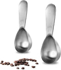 18/8 Stainless Steel Coffee Scoop: U-Taste 1 Tablespoon Metal Measuring Spoon Set of 2, Short Handled Measure Scooper for Ground Coffee, Bean, Espresso, Powder, for Canister (Silver, 1Tbsp/15ml)