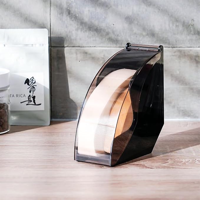 Coffee Filter Paper Holder with Dustproof Cover Coffee Filter Storage Container Filter Paper Box (Black for cone filter paper)
