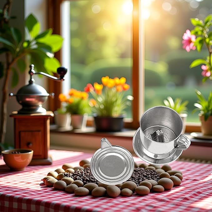 2Set Vietnamese Coffee Filter Stainless Steel Coffee Pot Drip Infuse Cup Brewing Teapot No Need Paper Drip Coffee Pot Machine Filter Attractive Processing, Reusable Coffee Filters