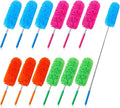 Tanlade 12 Pcs Microfiber Feather Duster for Cleaning 13-31 Inch Extendable Cobweb Dusters Ceiling Fan Duster Washable Bendable Tool for Office Car Window Furniture (Stylish Color)