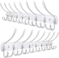 Dseap Coat Rack Wall Mount - 29.5” Long 8-Tri-Hooks Heavy Duty Coat Hanger Rail Wall Hooks for Hanging Coats Hats Clothing Clothes Purse Mudroom Entryway, White, Pack of 2