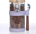 KKC Airtight Coffee Canister, Glass Coffee Bean Storage Contaienr with Silicon Scoop Holder, Non-Slip Silicon Coffee Storage Canister with Spoon for 1 lb Bean,40 Fluid-oz,Taro Purple