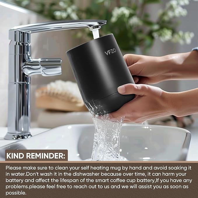 Smart Mug,Self Heating,Temperature-Controlled, Self-Heating Coffee Mug.LED Real-time Temperature Display.180 Minutes Maximum Battery Life.Smart Coffee Cup (12oz, Black)