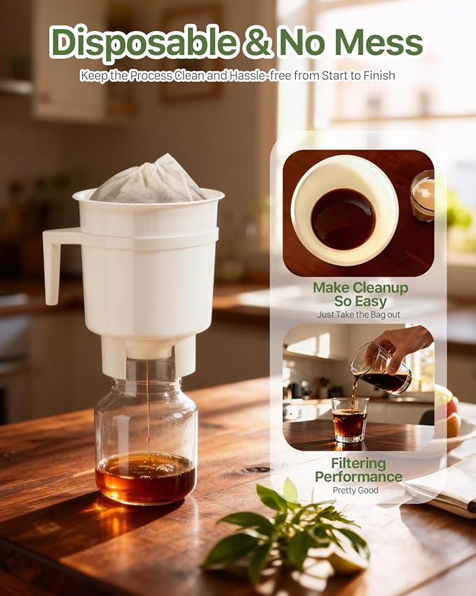 Grasseed Cold Brew Filter Bags for Toddy & OXO Coffee Makers, Cold Brew Bag with Drawstring for Pitchers and Mason Jars, 12" x 12", 50Pack