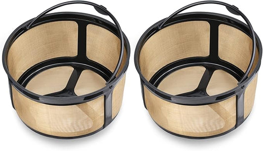 Reusable 8-12 Cup Basket Gold Mesh Coffee Filter for Keurig K-Duo Essentials and K Duo Brewers Machine, Replaces your Paper Coffee Filters, BPA Free (2 Pack)