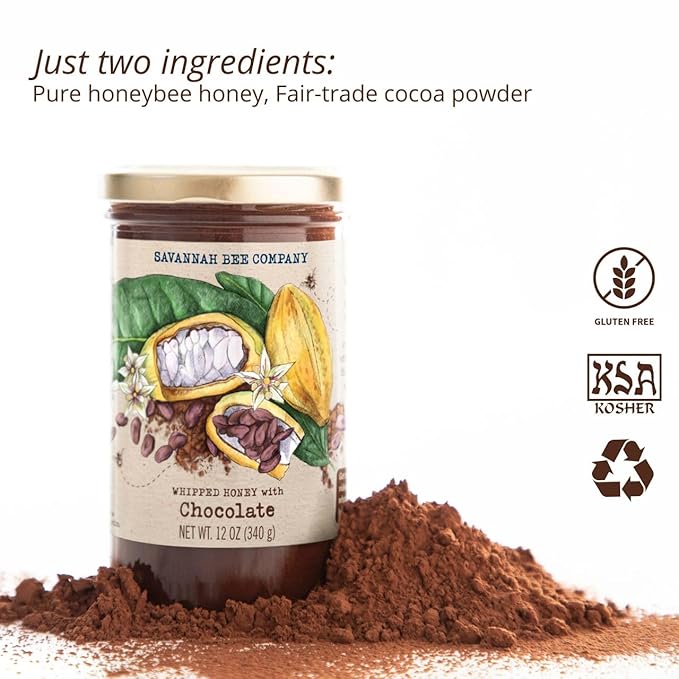 Savannah Bee Company Whipped Honey - All Natural Spreadable Honey (12 Ounce (Pack of 1), Chocolate)