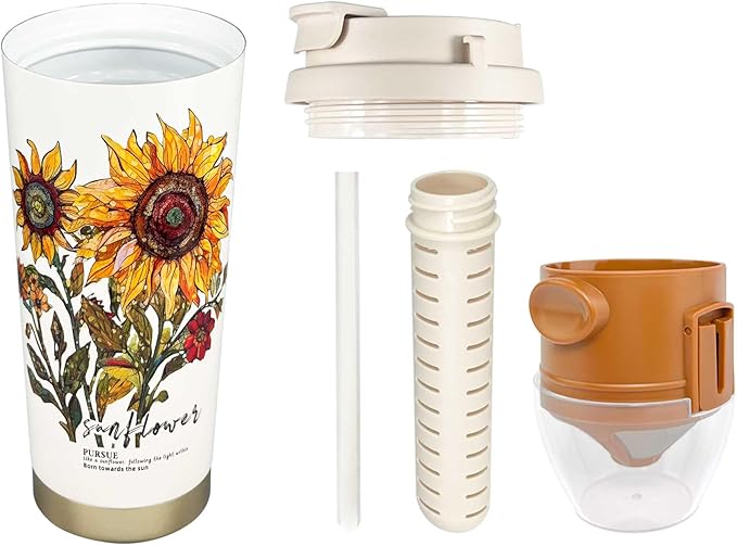 ZK&HX LIFE 17oz Camping Coffee Makers with Ceramic Coating,Camp Pour Over Coffee Maker Set,Double Wall Vacuum Leak-Proof Mug for Office School Party Camping,Tea Infuser Mug for Loose Leaf Tea