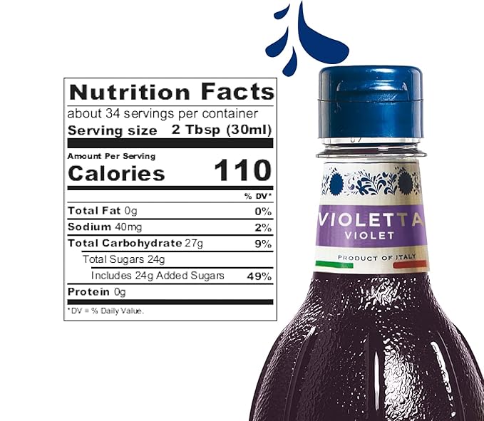 Fabbri Flavoring Syrup, Violet, Made in Italy, 33.8 Ounce (1 Liter)