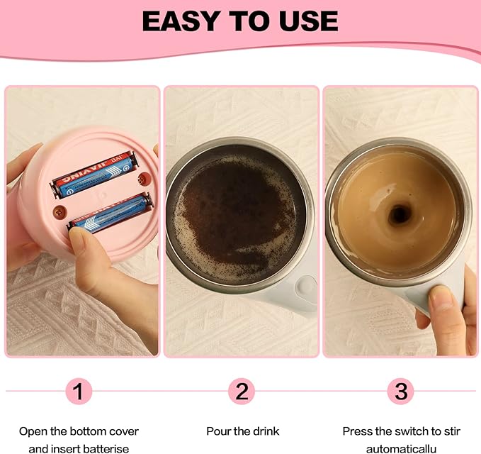 Automatic Magnetic Stirring Coffee Mug, Rotating Home Office Travel Mixing Cup，Funny Electric Stainless Steel Self Mixing Coffee Tumbler, Suitable for Coffee, Milk, Cocoa and Other Beverages