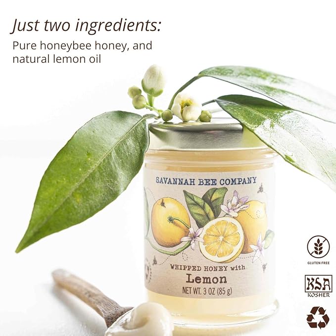 Savannah Bee Company Whipped Honey - All Natural Spreadable Honey (3 Ounce (Pack of 1), Lemon)