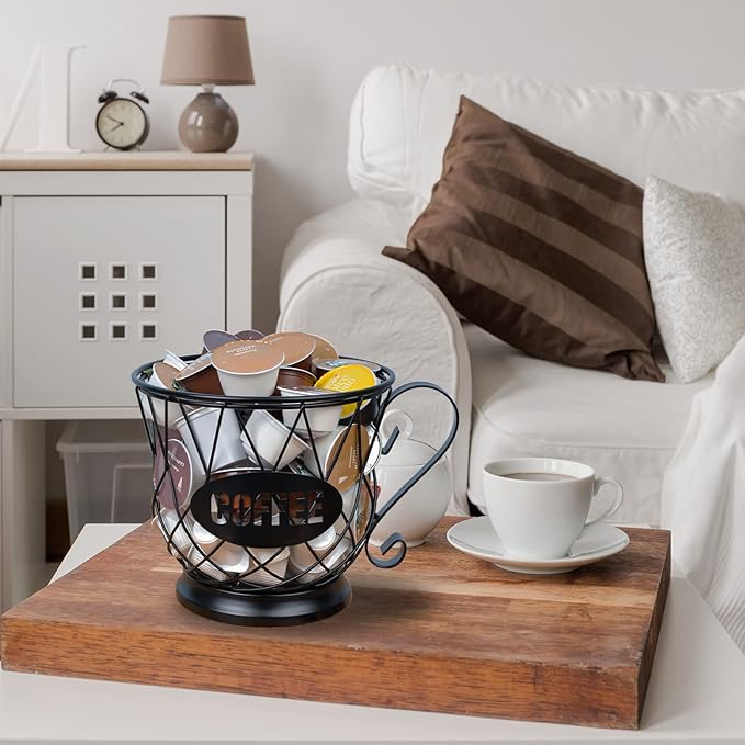 TreeLen Coffee Pod Holder, K Cup Organizer, Large Capacity K Cup Holder for 40 K Cups, K Pod Storage for Coffee Bar - Black