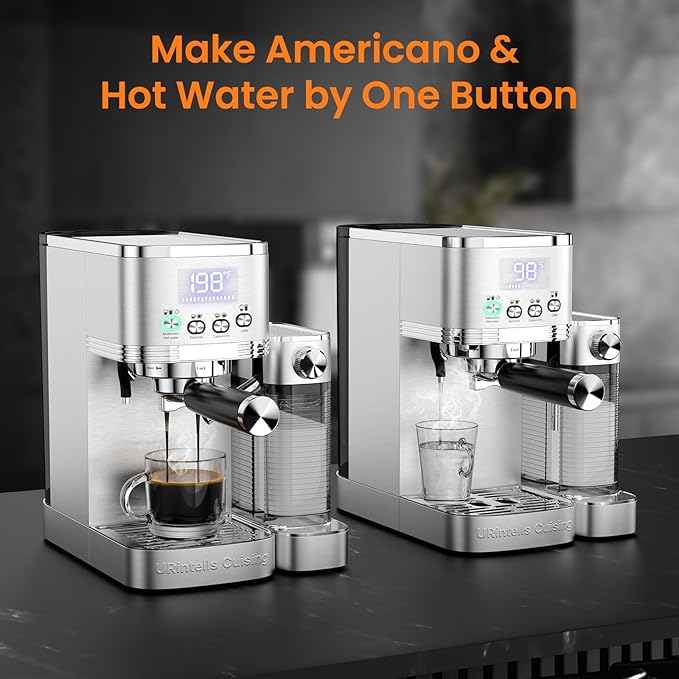 Espresso Machine 20 Bar Temperature Control LED Display Expresso Machine for Home with Automatic Milk Frother for Cappuccino Latte