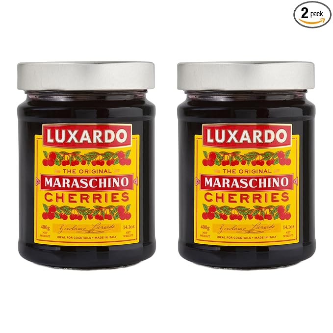 Luxardo Gourmet Cocktail Maraschino Cherries | for Old Fashioned, Manhattan and Desserts, 400G Jar. [Pack of 2]