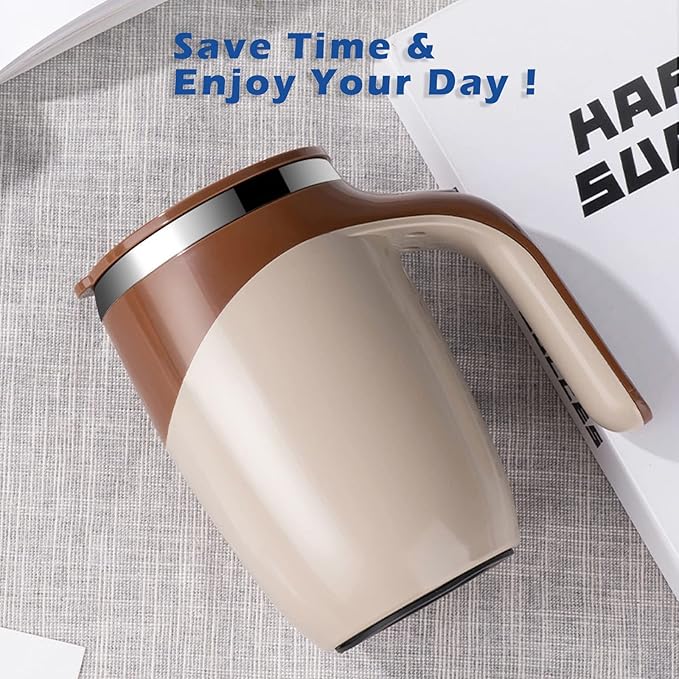 Self Stirring Mug - Automatic Magnetic Electric Coffee Mug, Rotating Cute Mixing Cup Tasse, To Stir Office/Kitchen/Travel/Home Coffee/Tea/Hot Chocolate/Milk-450 ml/15.2 oz(Black)