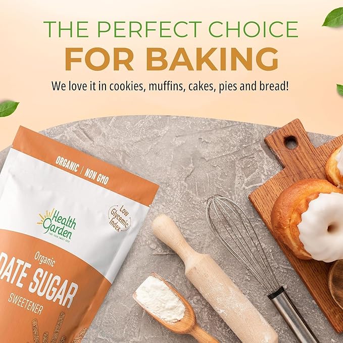 Health Garden Date Sugar, 16 Oz x 12, Organic Date Sugar Sweetener, All-Natural Dried Ground Dates, Rich in Vitamins and Minerals, No Gluten, Non-GMO, Low Glycemic Sugar Substitute (1 Lb. pack of 12)