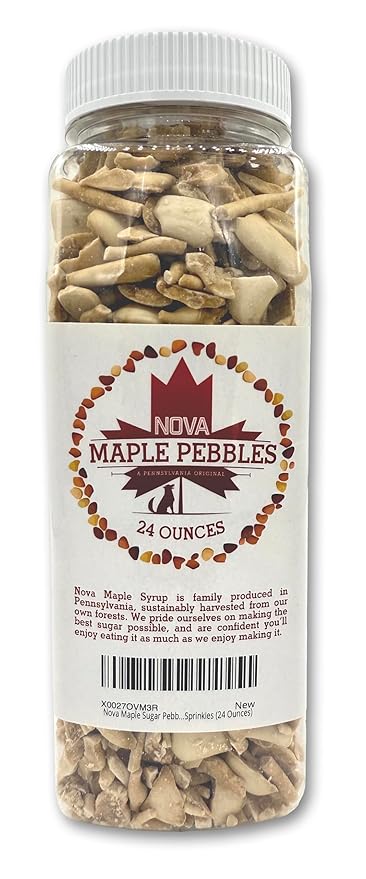 Nova Maple Sugar Pebbles - Pure Maple Syrup Sugar Chunks and Sprinkles (24 Ounces)