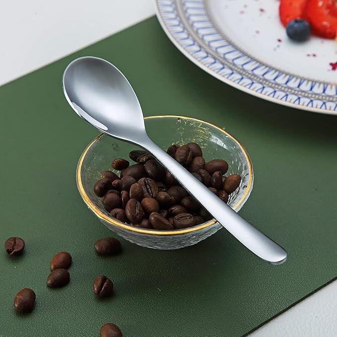 Demitasse Espresso Mini Spoons, 5.5'' Stainless Steel, Set of 6, Dishwasher Safe (Silver)