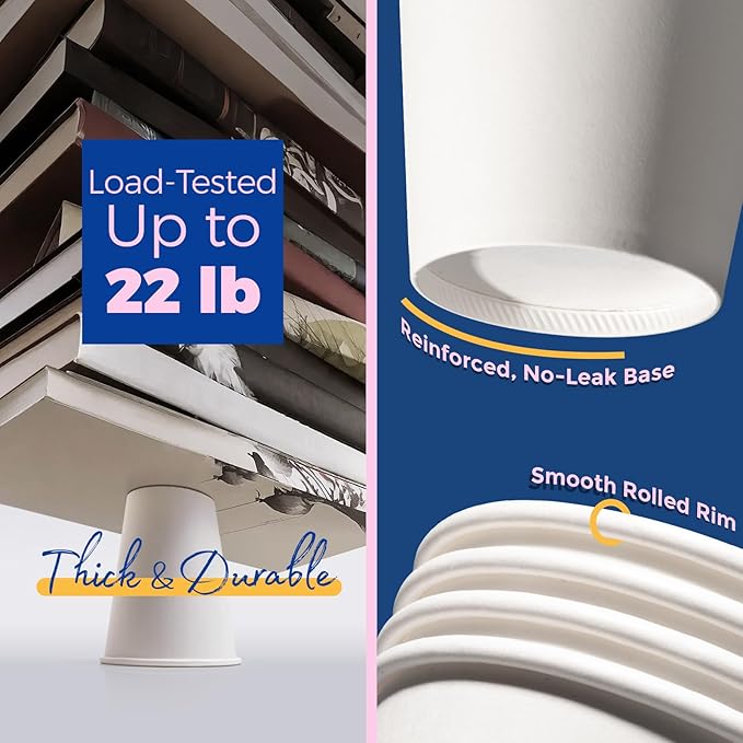 Fit Meal Prep 50 Pack 12 oz Disposable Coffee Cups with Lids, Sleeves, Leak-Proof To Go Coffee Cups with Lids, Durable Hot Paper Cups for Home, Office, Party, Business