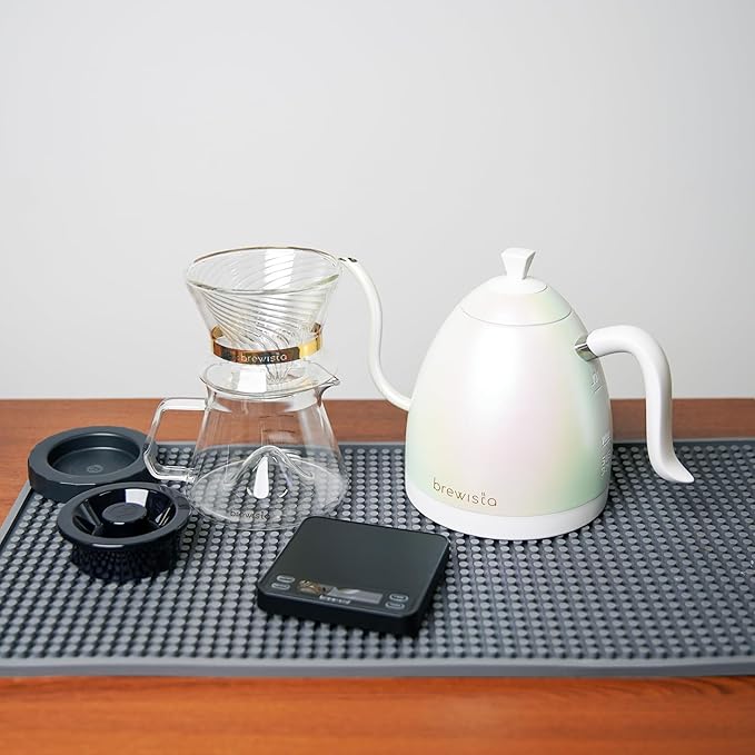 Brewista Artisan Electric Gooseneck Kettle, Water Boiler with LCD Panel, Precise Temperature Control, Fast Boiling and Keep Warm Settings for Pour-Over Coffee & Tea, Café, 1 Liter (White Iridescent)