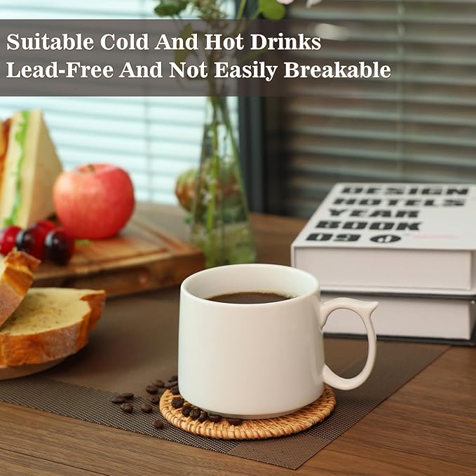 Coffee Mugs Gift Set of 4, Large 19 oz Stackable Ceramic Coffee Mug, Coffee Cups with Large Handle for Latte, Cappuccino, Milk, Dishwasher & Microwave Safe, Ideal for Men, Women - Multicolor