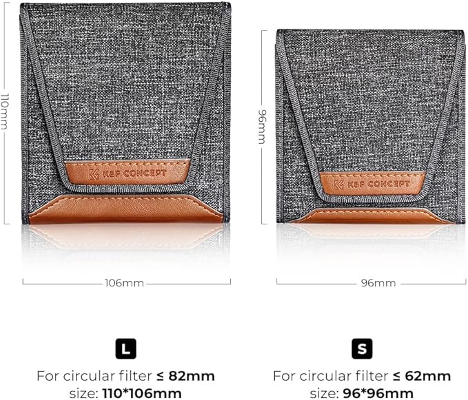 K&F CONCEPT Lens Filter Pouch, Lens Filter Case 3 Pocket Professional Photography Filter Holder Belt Bag Pouch Water-Resistant and Dustproof for Filter Up to 82mm