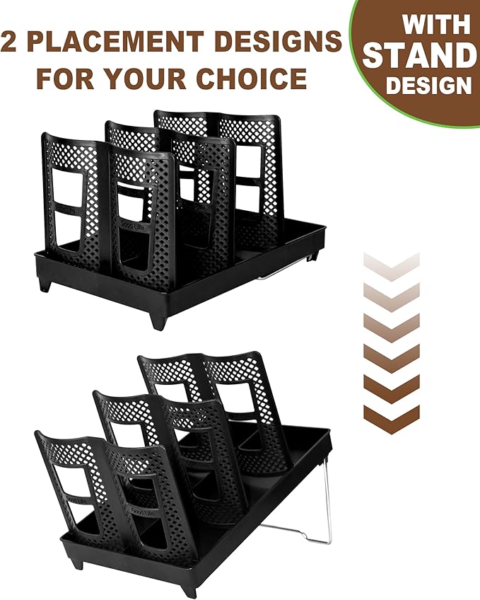 Coffee Cup Holder,Cup and Lid Dispenser with Stand,Disposable Cups Organizer,6 Slots,for Coffee Station,Bar,Office,Home,Restaurant,Breakroom,Countertop