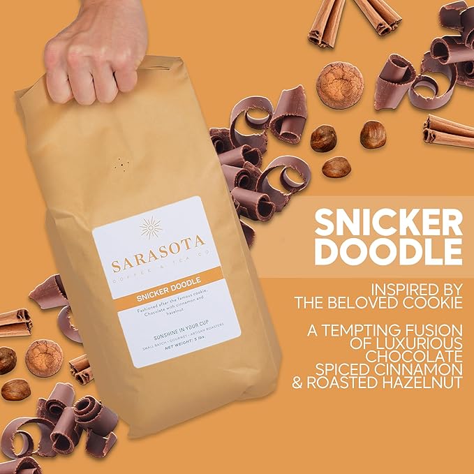 Sarasota Coffee Whole Bean Snickerdoodle Sugar Cookie | Medium Roast Gourmet Flavored Coffee Beans | Low Acid, Mold Free, Specialty Grade Bulk Coffee Beans | 5lb (80 oz)