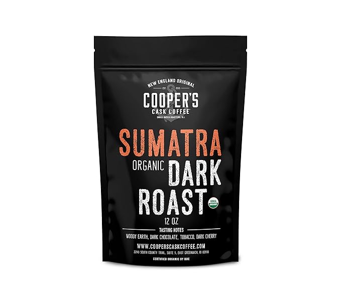 Organic Dark Roast Sumatra, Ground Coffee, Single Origin Grade 1 Premium Coffee - 12 oz Bag