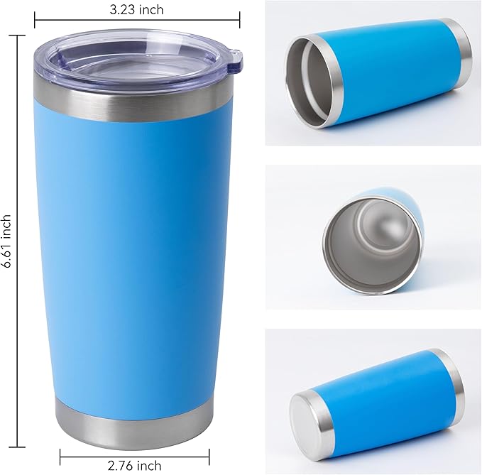 HASLE OUTFITTERS 20oz Stainless Steel Tumblers Bulk, Insulated Travel Cup with Lid, Double Wall Vacuum Coffee Mug for Cold & Hot Drinks 4 Pack, Royal Blue