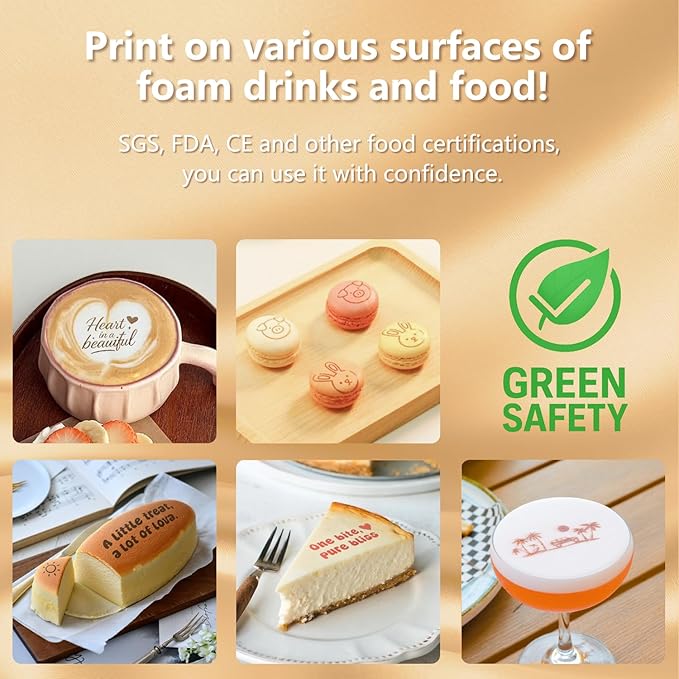 EVEBOT Handheld Food PrintPen for Barista Portable Mini Coffee Latte Art PrintPer Macaron Cookie DIY Design, Bluetooth 4.2-1PCS Red Color