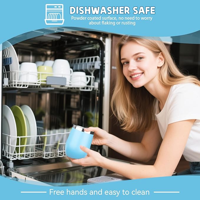 12oz/4 Pack Stainless Steel Wine Tumbler with Lid and Straw, Double Wall Vacuum Insulated Wine Tumbler Glasses, Stemless Travel Mugs for Hot and Cold Drinks, Coffee, Wine, Cocktails