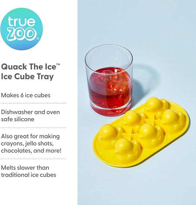 TrueZoo Quack the Ice Duck Ice Cube Tray, Easy Release Silicone Mold for Whiskey, Cocktails, Iced Tea, Jello Shots, Chocolates, Frozen Treats, Novelty Kitchen & Home Bar Gifts, Set of 1, Yellow